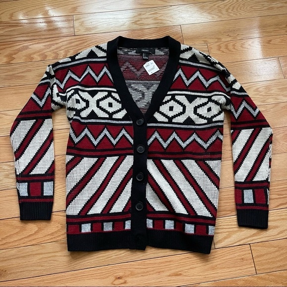 Forever 21 Vintage Cardigan Printed Sweater - Picture 1 of 4